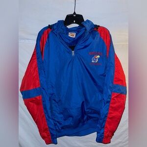 Vintage 1990s NCAA Kansas Jayhawks Anorak 1/2 zip Windbreaker Jacket by Red Oak